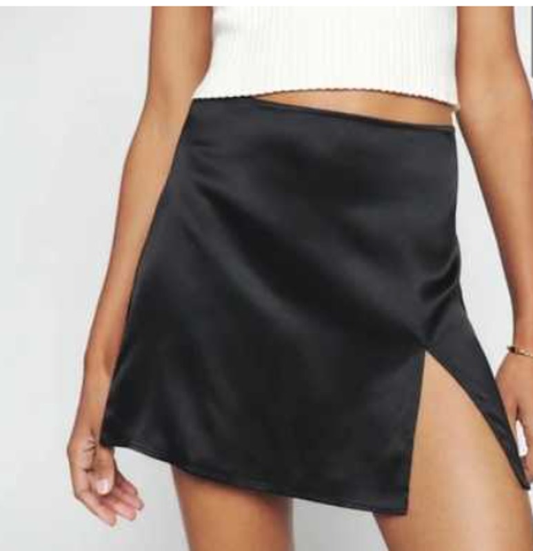Reformation Robbie Silk Skirt Black Womans 2